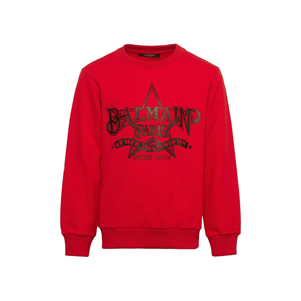 BALMAIN Felpa rossa con...