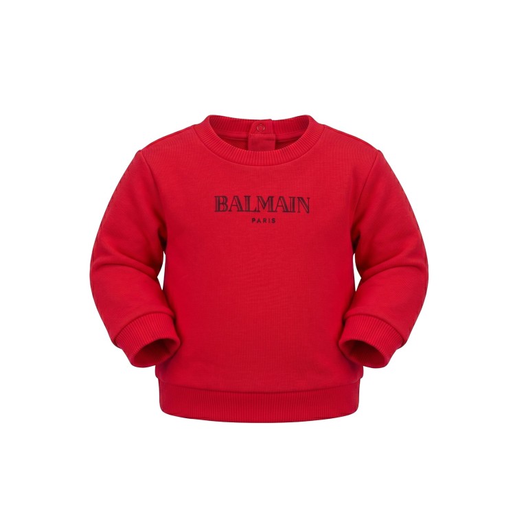 BALMAIN Felpa girocollo rosso per neonato