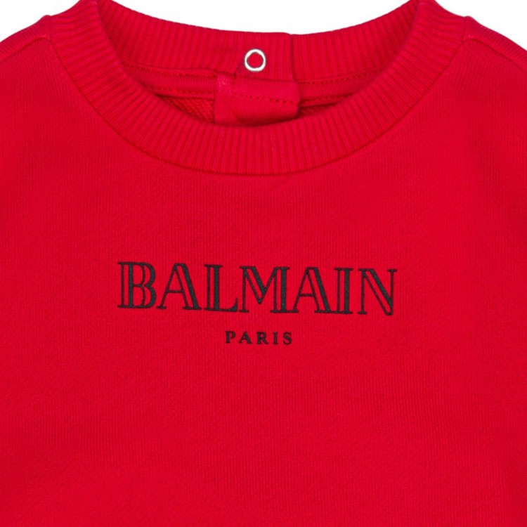 BALMAIN Felpa girocollo rosso per neonato