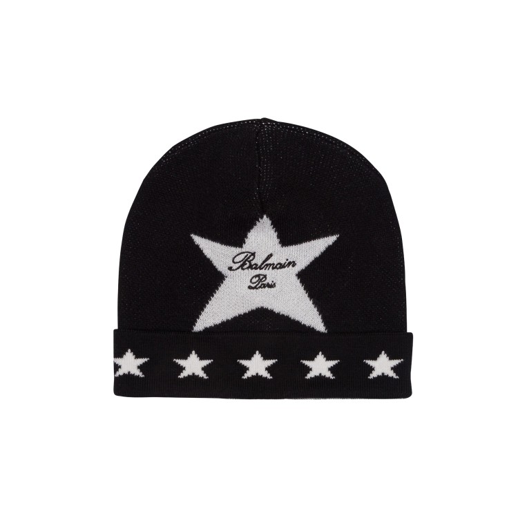 BALMAIN Cappello in lana vergine nero bambina