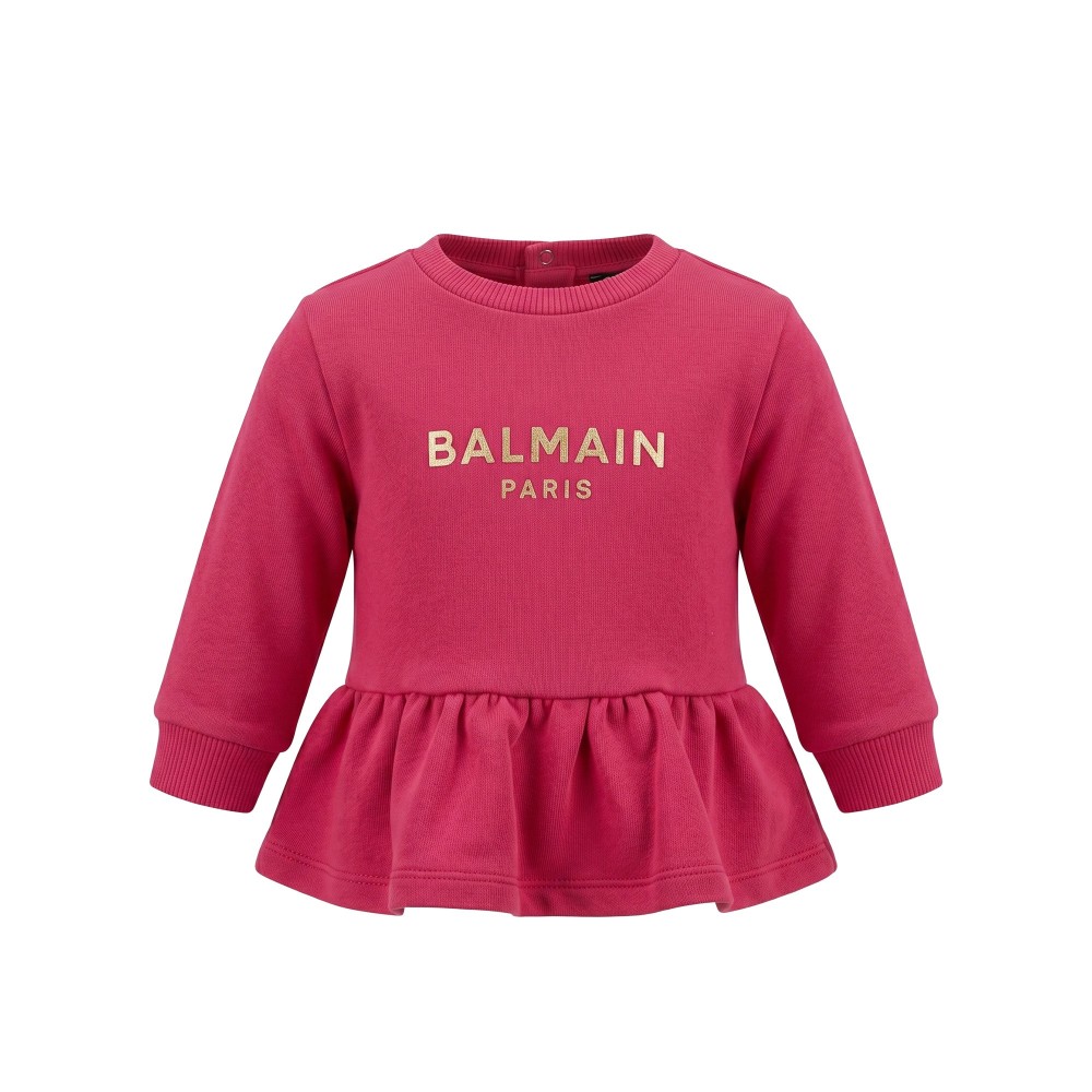 BALMAIN Felpa rosa corallo...