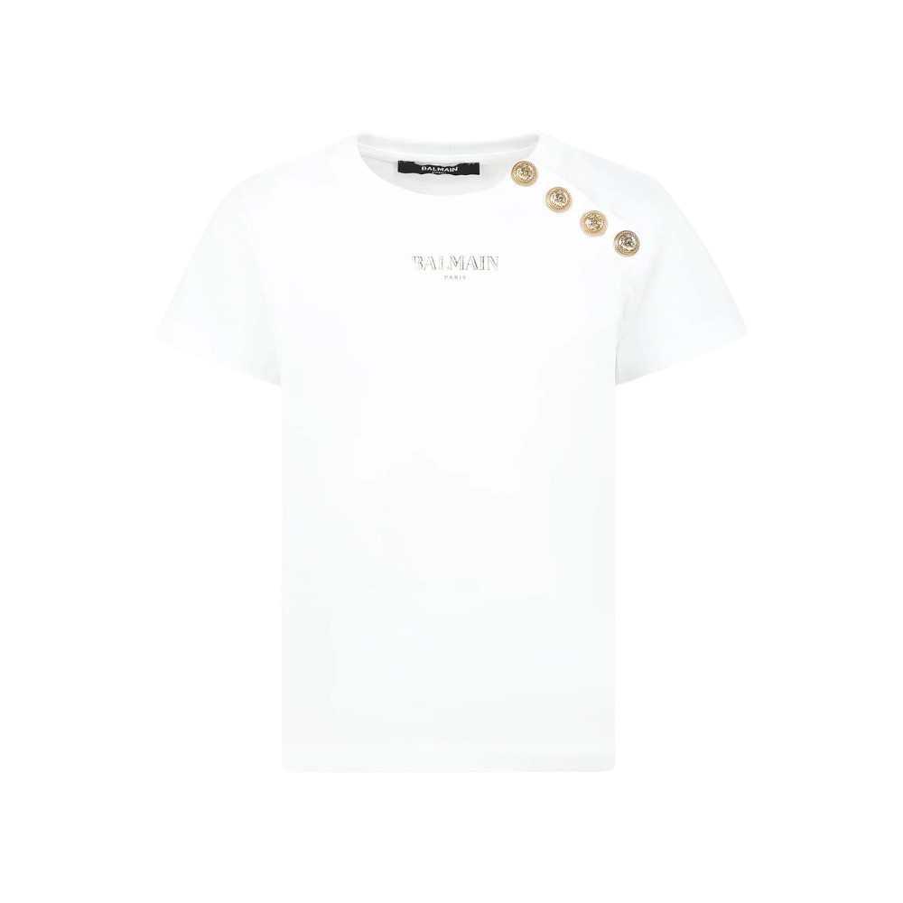 BALMAIN T-shirt bianca con...