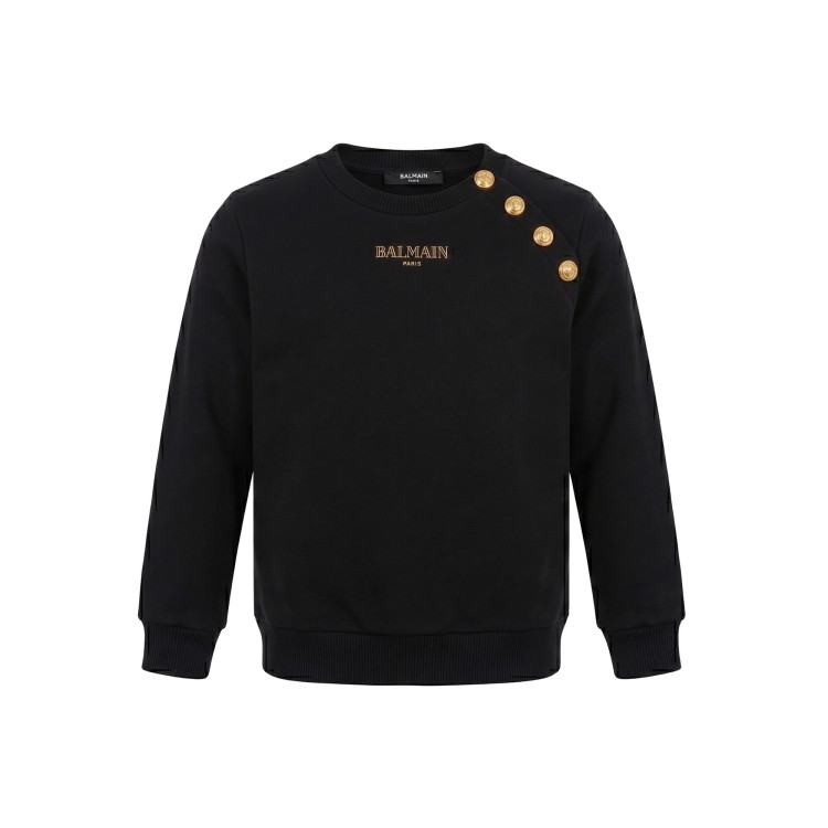 BALMAIN Felpa nera con dettagli oro bambina