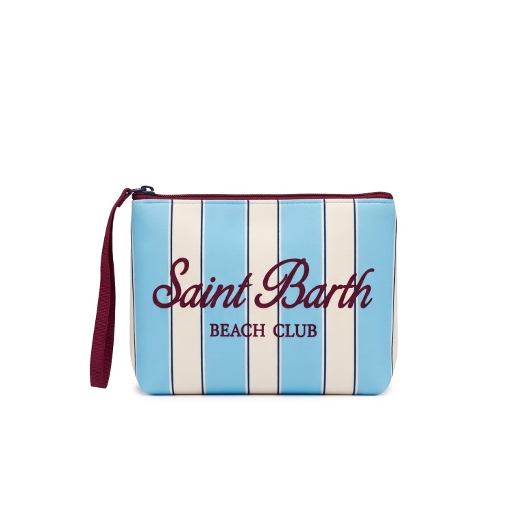 SAINT BARTH Pochette celeste a righe bambina