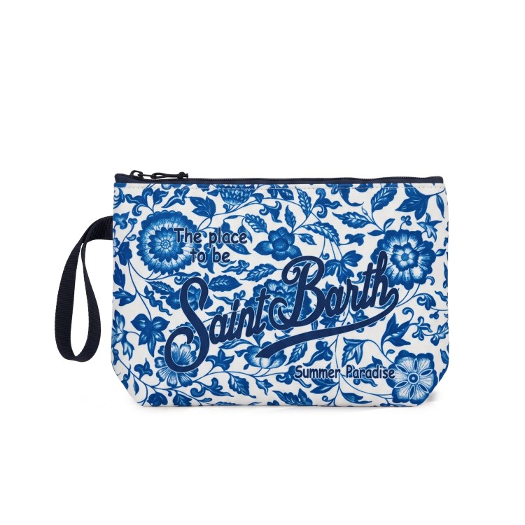 SAINT BARTH Pochette grande blu navy floreale bambina
