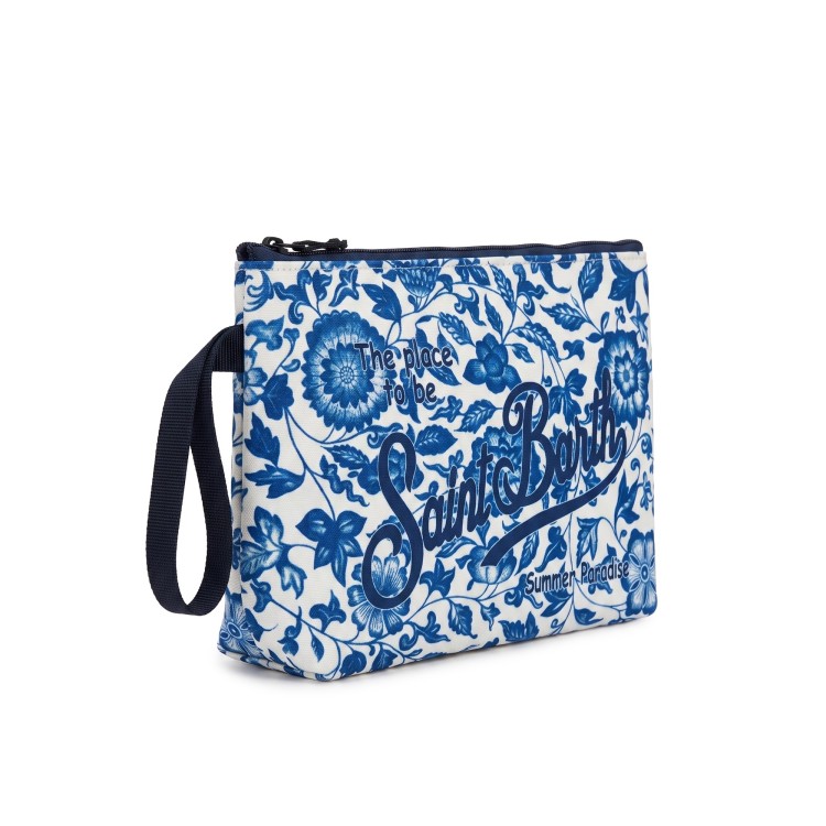 SAINT BARTH Pochette grande blu navy floreale bambina