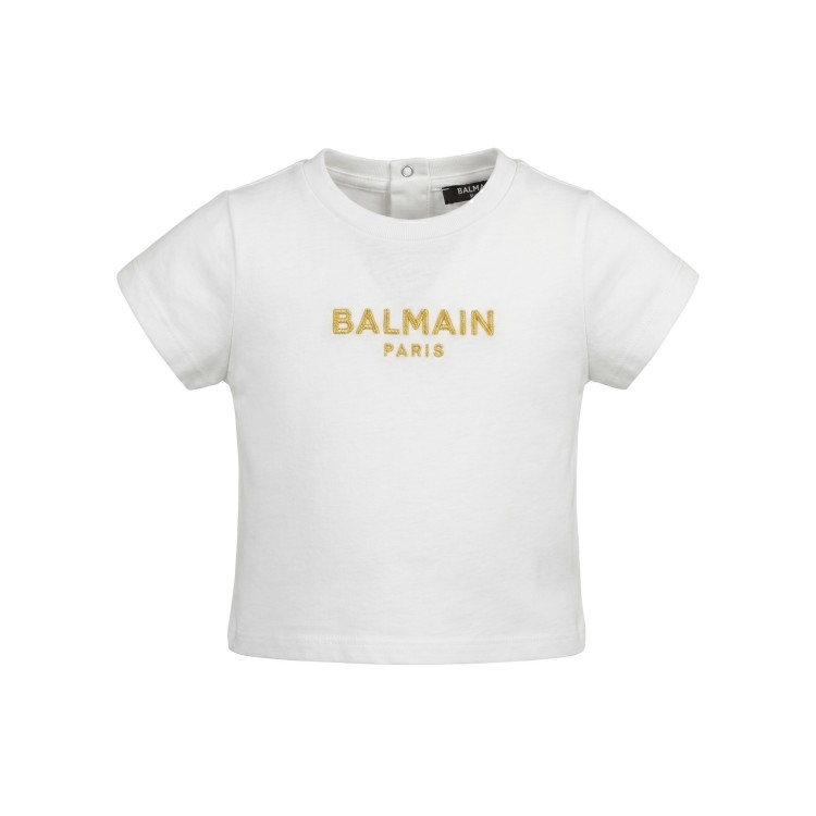 BALMAIN T-shirt bianca neonata