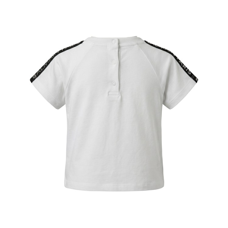 BALMAIN T-shirt  bianca con applicazione nera neonato