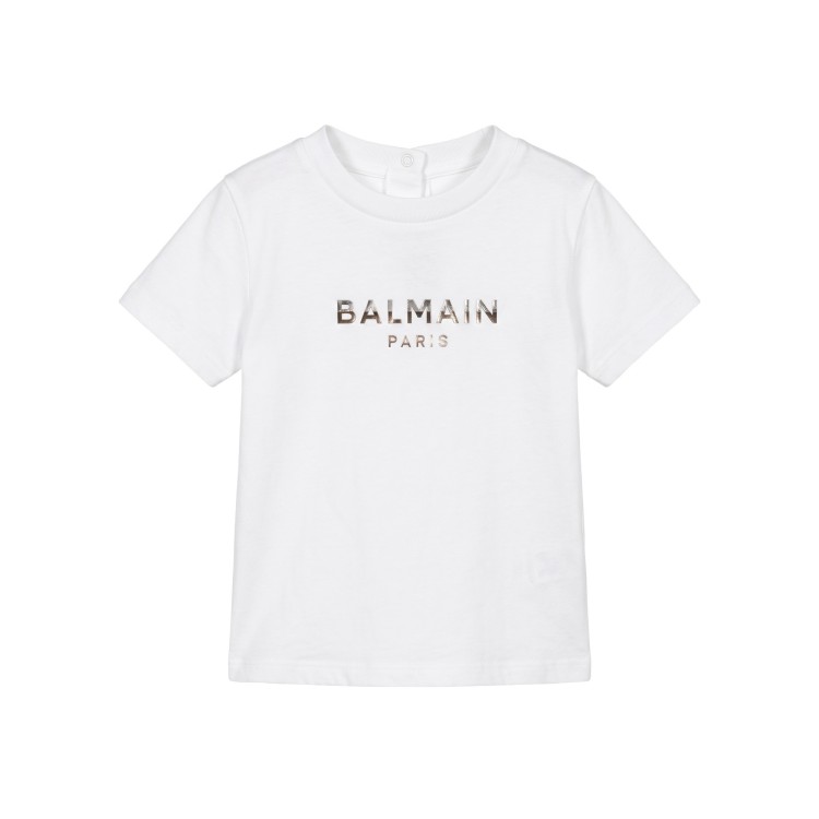 BALMAIN T-shirt con applicazione logo bianco neonato