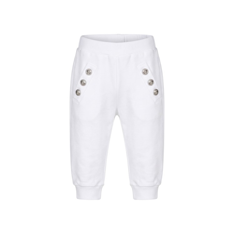 BALMAIN Pantaloni sportivi con bottoni bianco neonato