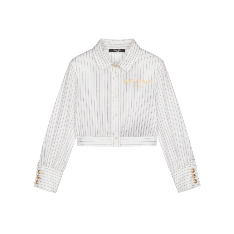 BALMAIN Camicia bianca con logo bambina