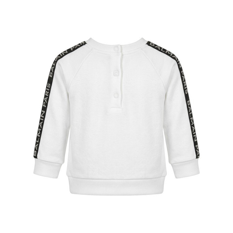 BALMAIN Maglia girocollo cotone bianco nero neonato