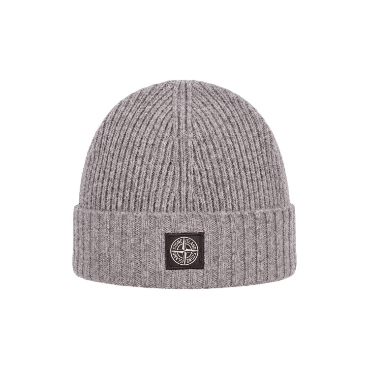 STONE ISLAND Cappello grigio a coste con logo bambini