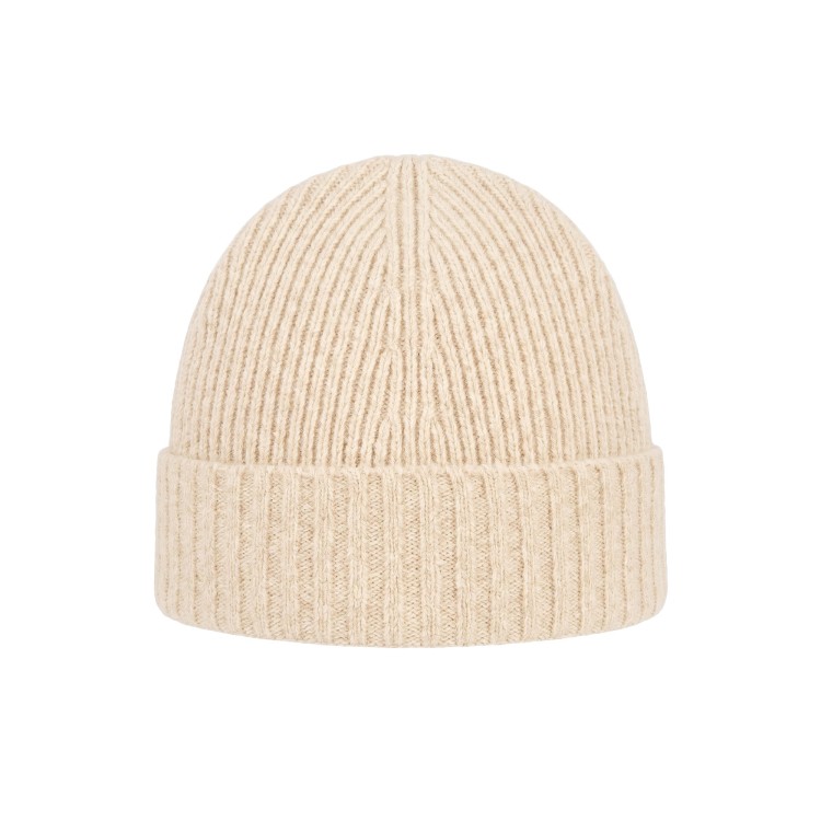 STONE ISLAND Cappello crema a coste con logo bambini