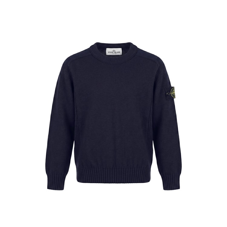 STONE ISLAND Maglia blu navy girocollo in cotone bambini