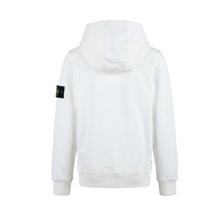 STONE ISLAND Felpa bianca con cappuccio e applicazione bambini