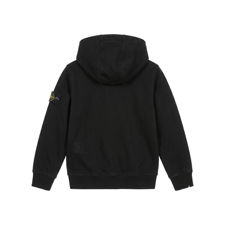 STONE ISLAND Felpa zip con cappuccio nera bambino