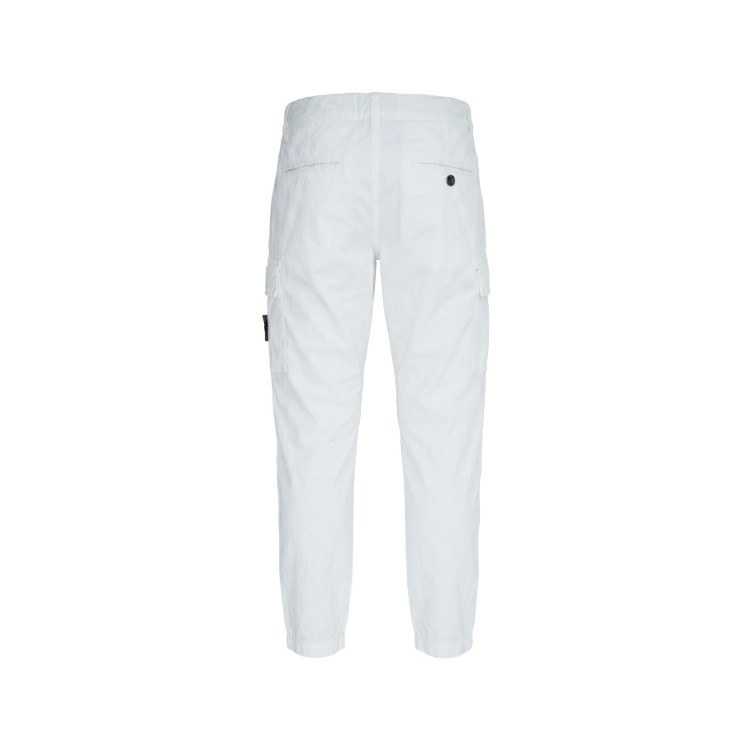 STONE ISLAND Pantaloni cargo in tela di cotone canvas bianco bambino