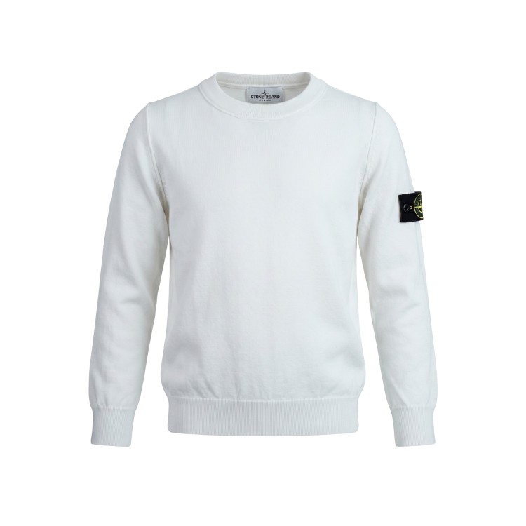 STONE ISLAND Maglia girocollo cotone bianco bambino
