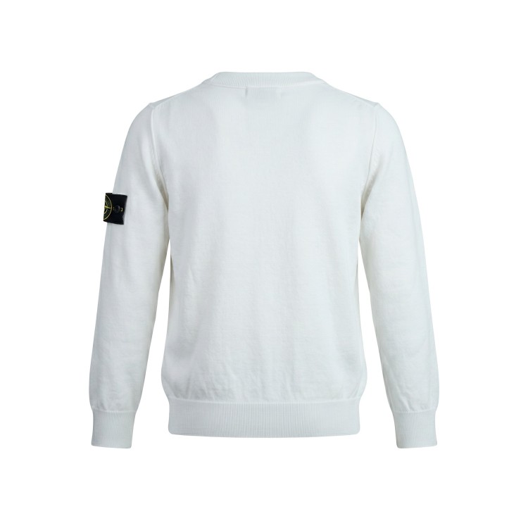 STONE ISLAND Maglia girocollo cotone bianco bambino