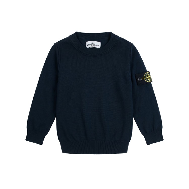 STONE ISLAND Maglia girocollo cotone blu bambino