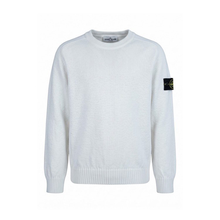 STONE ISLAND Maglia girocollo cotone bianco bambino