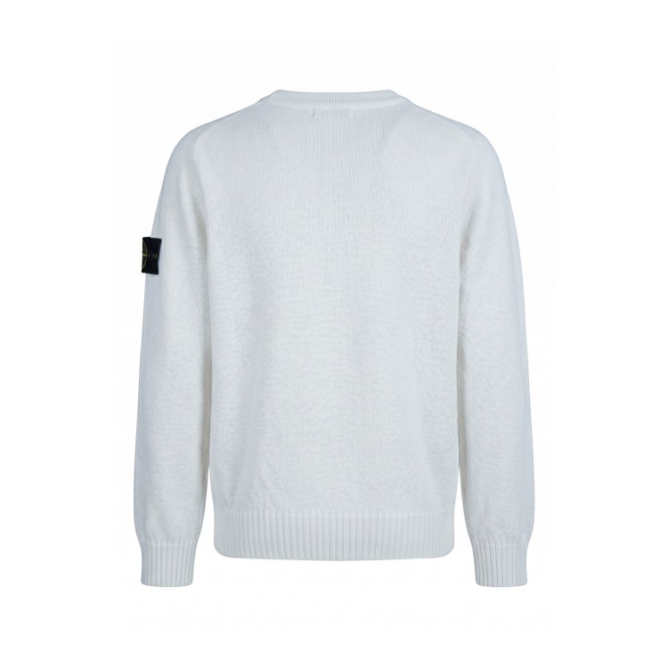 STONE ISLAND Maglia girocollo cotone bianco bambino