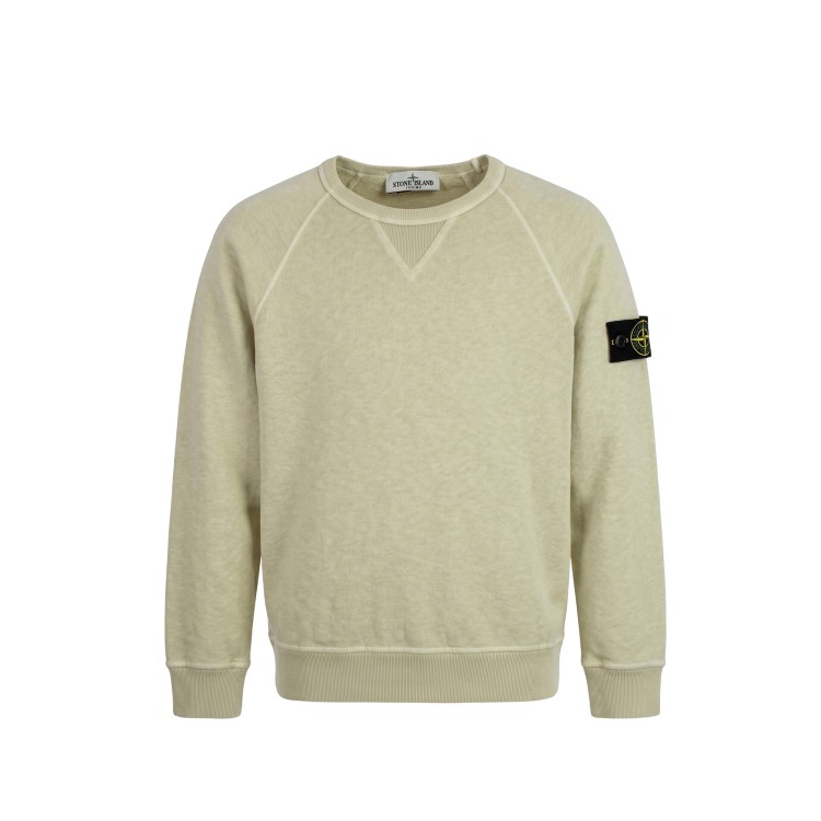 STONE ISLAND Felpa girocollo ecru bambino