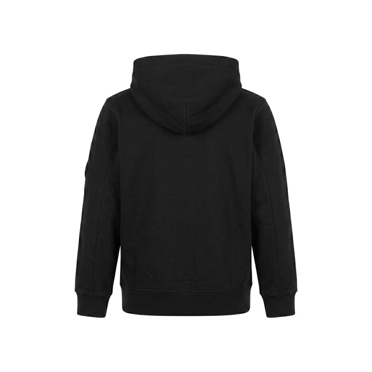 C.P. COMPANY Felpa nera con cappuccio e applicazione Lens bambino