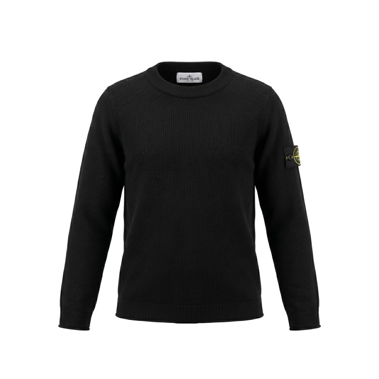 STONE ISLAND Maglia girocollo cotone organico nero bambino