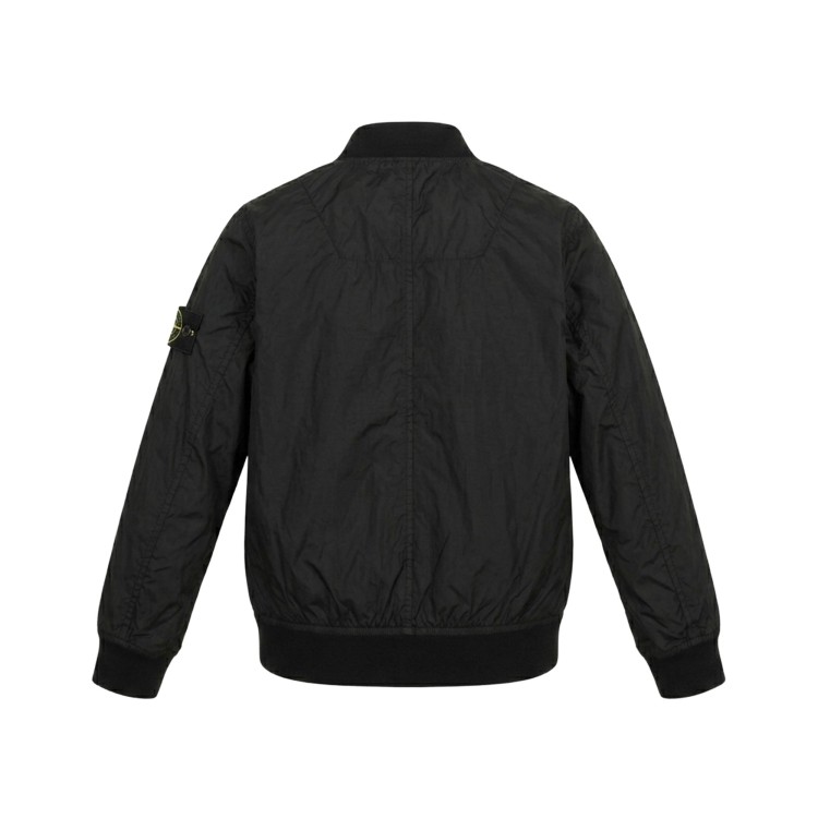 STONE ISLAND Bomber nero con applicazione logo bambini