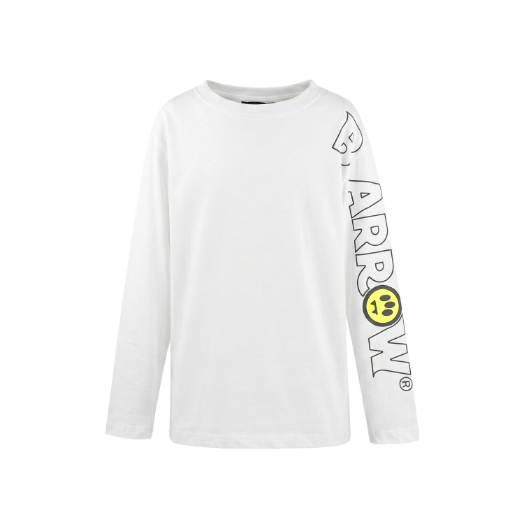 BARROW T-shirt bianca a maniche lunghe logo bambini