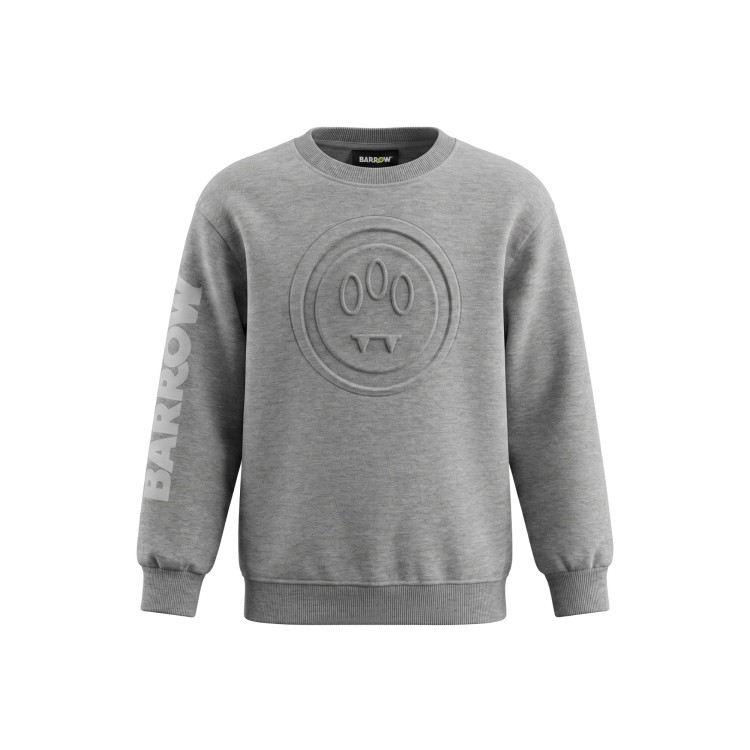 BARROW Felpa grigio melange con logo goffrato bambini