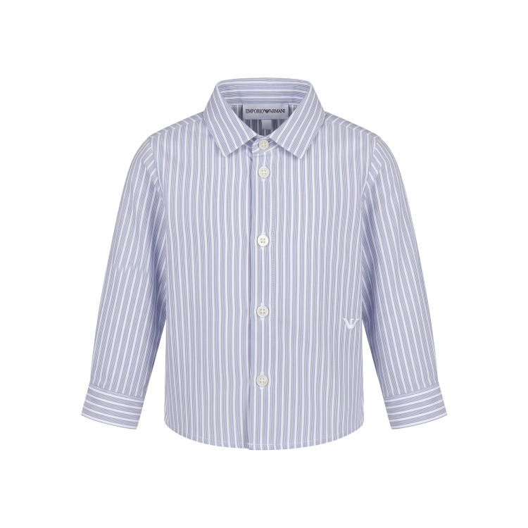 EMPORIO ARMANI Camicia a righe bianche e blu neonato
