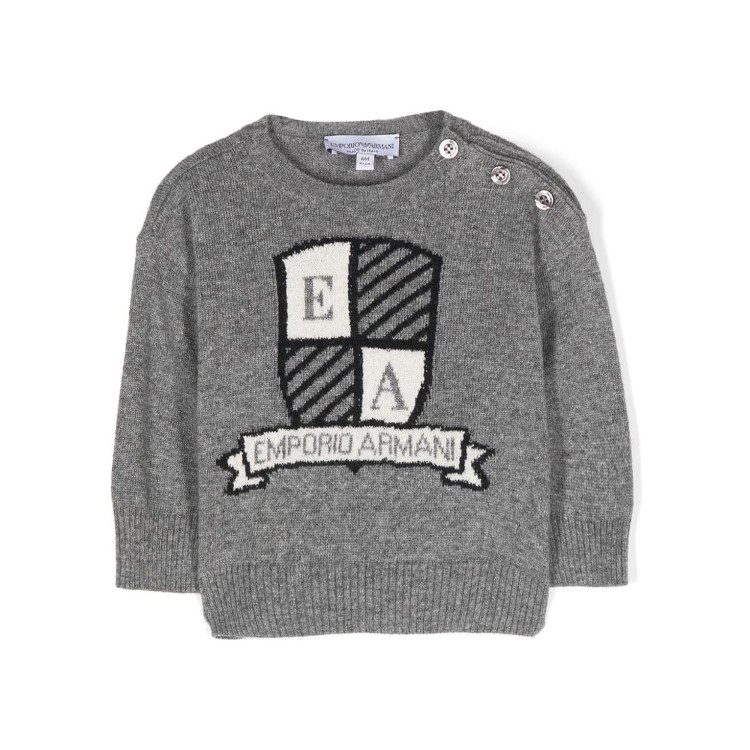 EMPORIO ARMANI Maglione grigio con intarsio neonato