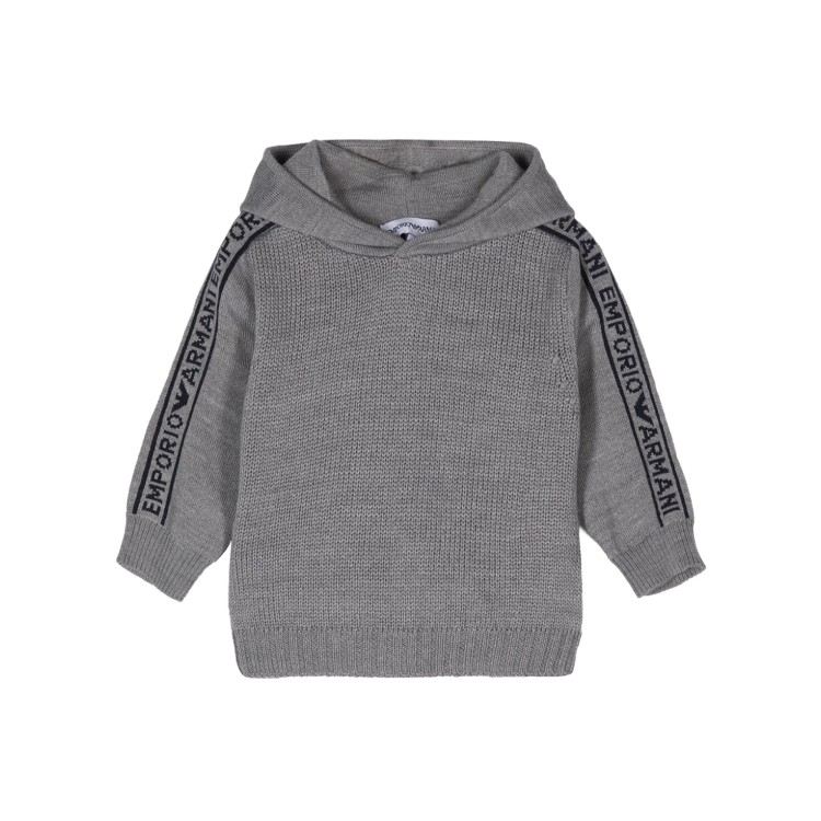 EMPORIO ARMANI Felpa grigia con cappuccio con logo neonato