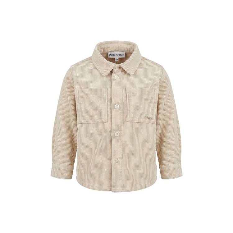 EMPORIO ARMANI Camicia velluto beige neonato