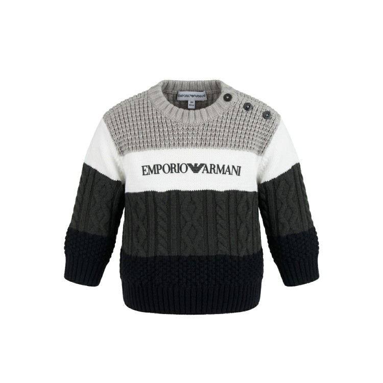 EMPORIO ARMANI Maglioncino  il lana a fasce colorate neonato
