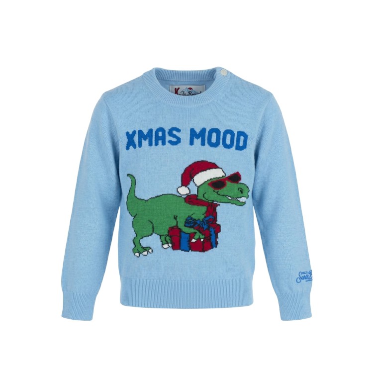 SAINT BARTH Maglione celeste girocollo bambino