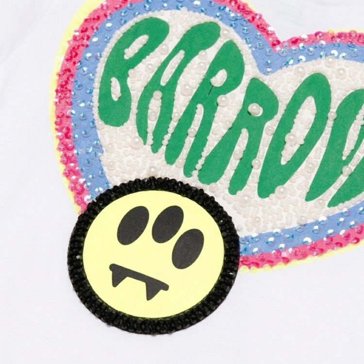 BARROW T-shirt bianca con logo di perline bambina
