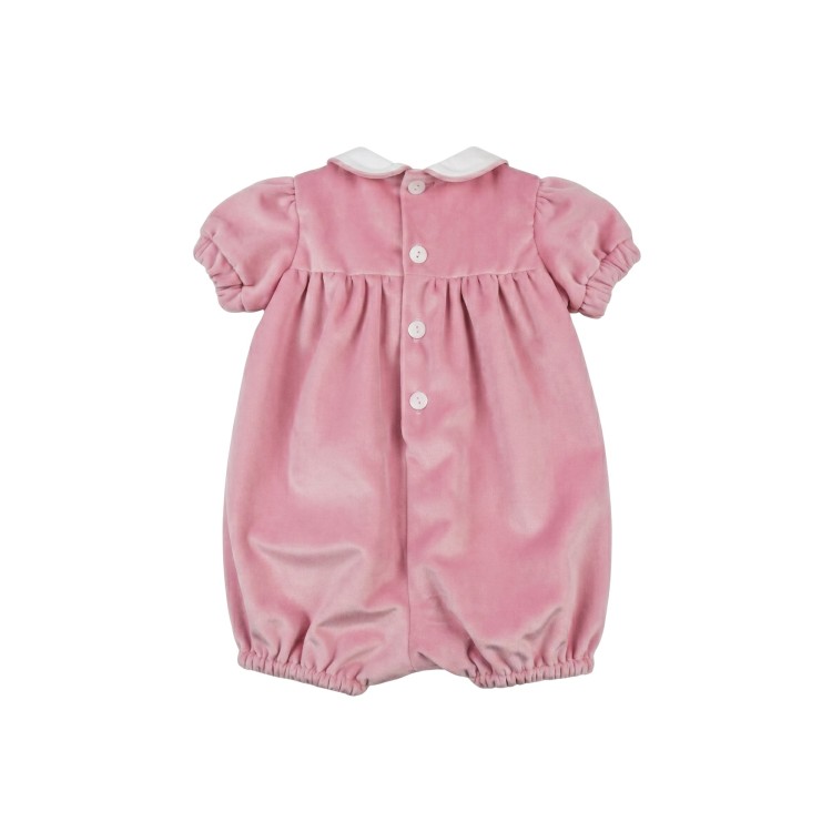 LITTLE BEAR Pagliaccetto rosa in velluto neonata