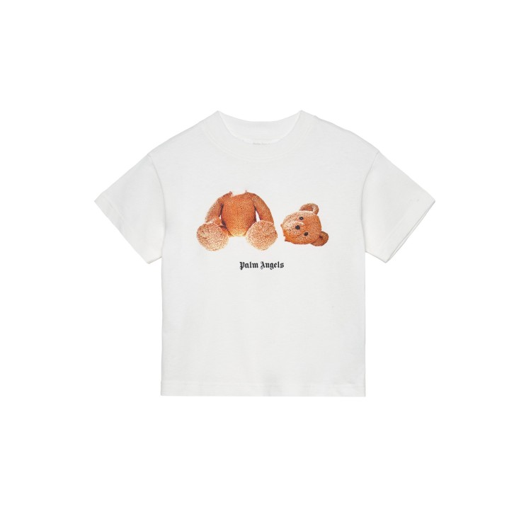 PALM ANGELS T-shirt panna con stampa Bear bambino