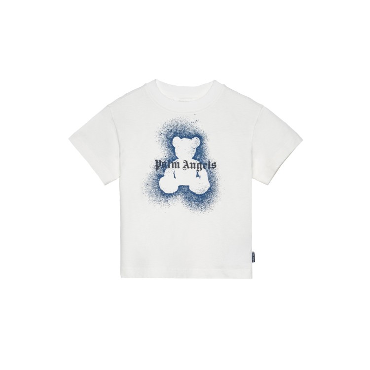 PALM ANGELS T-shirt panna con logo e Bear bambino