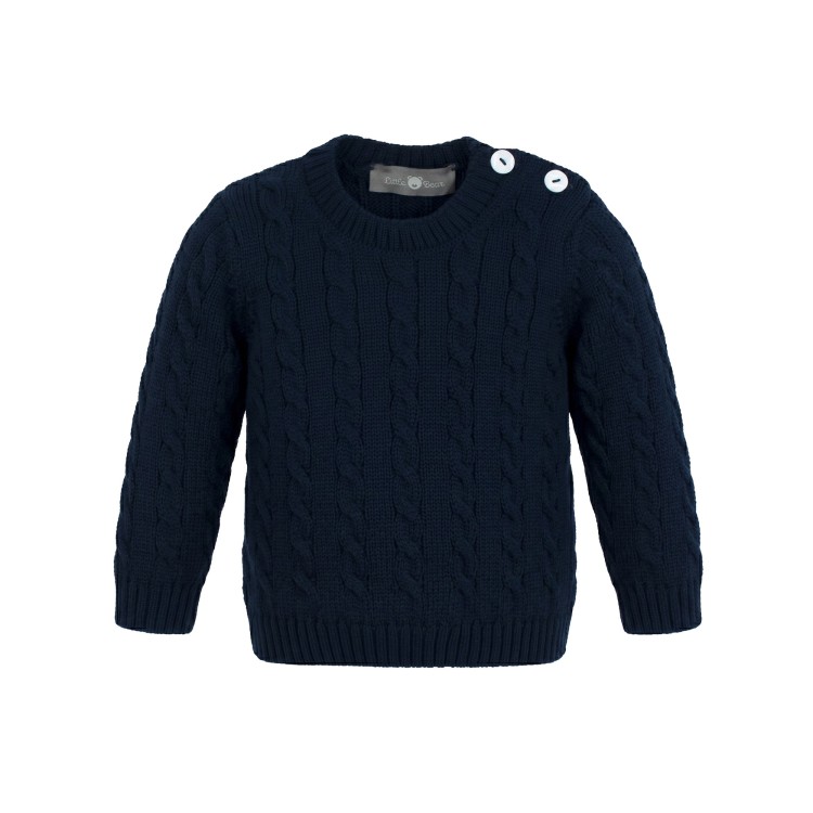 LITTLE BEAR Maglione a trecce blu neonato