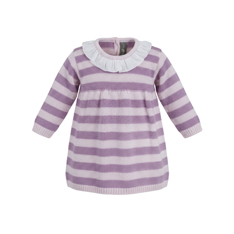 LITTLE BEAR Abito in maglia rigato rosa lilla neonata