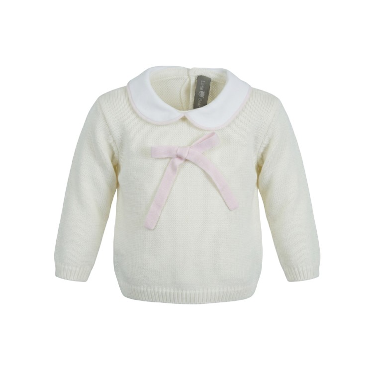 LITTLE BEAR Maglia in lana Latte/Cipria neonata