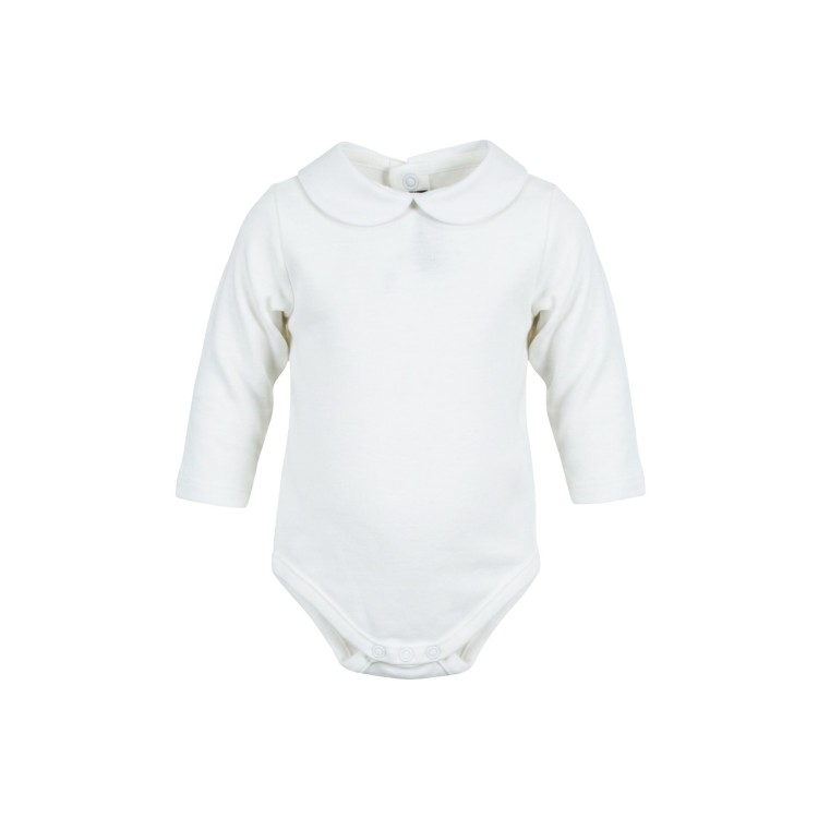 LITTLE BEAR Body in caldo cotone color latte con colletto in cotone neonati