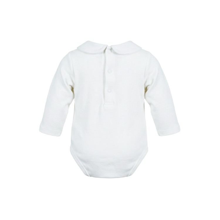 LITTLE BEAR Body in caldo cotone color latte con colletto in cotone neonati
