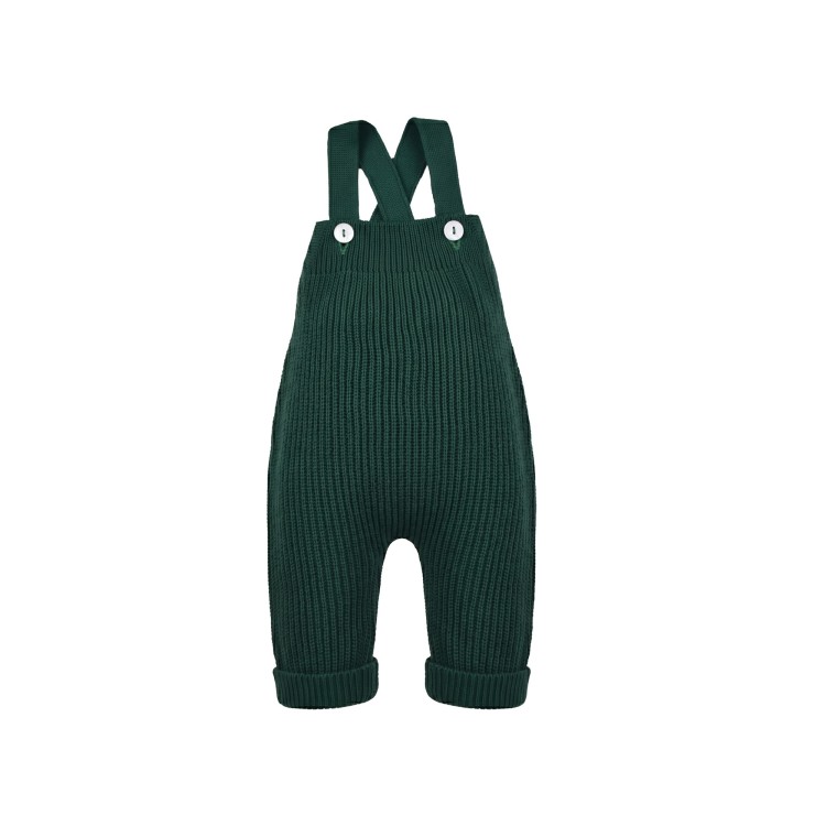LITTLE BEAR Salopette in cotone rigato bianco verde per neonato