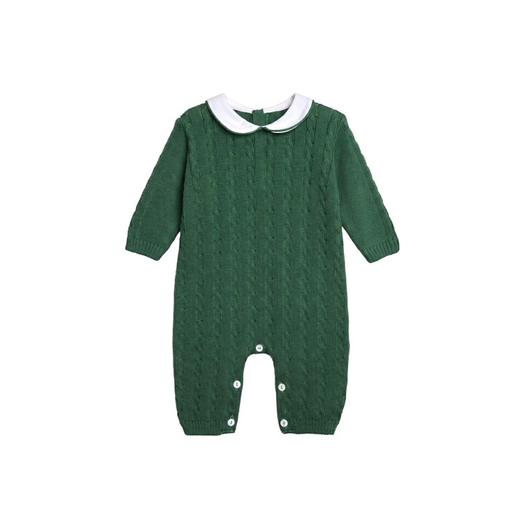 LITTLE BEAR Tutina in cotone treccia verde per neonata